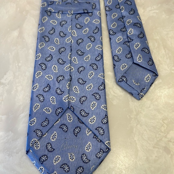 SOLD - Brioni Blue Micro Paisley Men's Tie, Silk, Made in Italy - Picture 7 of 9